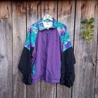 90S Vintage Windbreaker Purple Color Block Sport Jacket, Size L | Etsy (US)