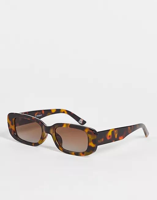 ASOS DESIGN mid square sunglasses in tort | ASOS (Global)