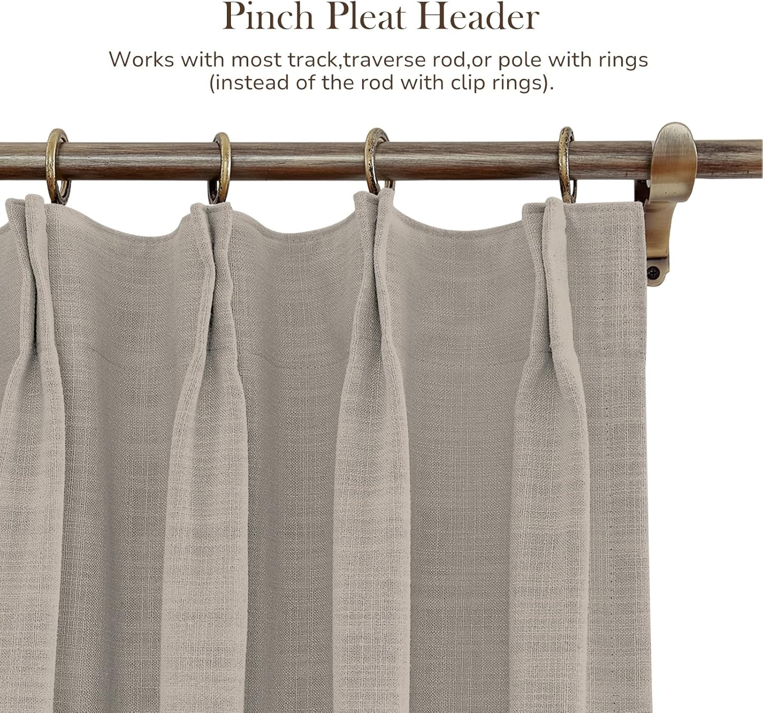 TWOPAGES 52 W x 96 L inch Pinch Pleat Drape Faux Linen Curtain with Room Darkening Lining Drapery... | Amazon (US)