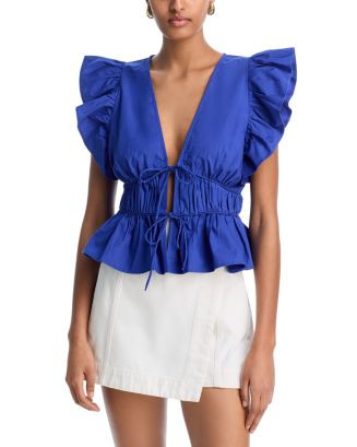 AQUA Ruffle Poplin Top - Exclusive  | Bloomingdale's Women | Bloomingdale's (US)