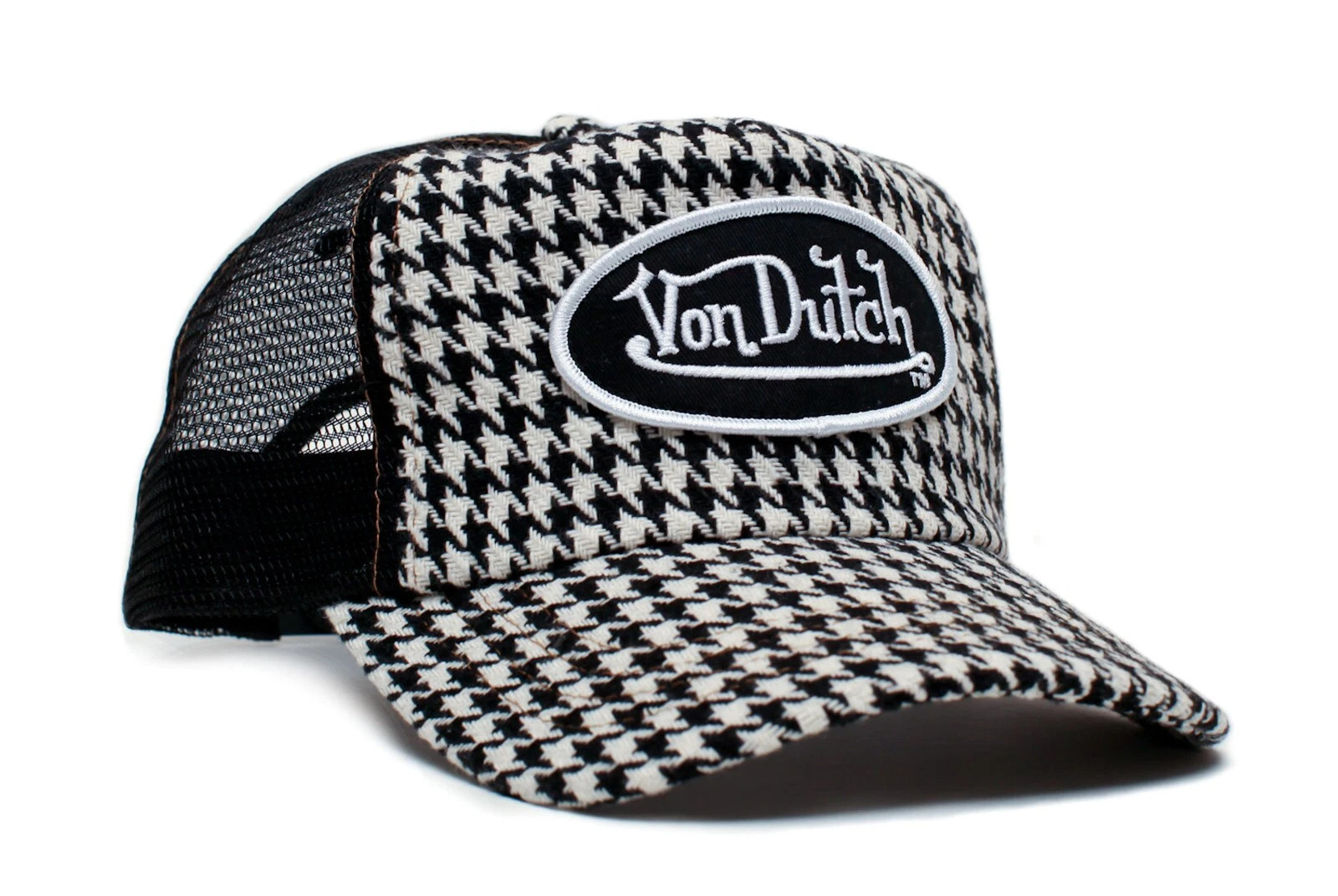 Authentic Vintage Von Dutch Houndstooth/Black Mesh Cap Hat Snapback | eBay US