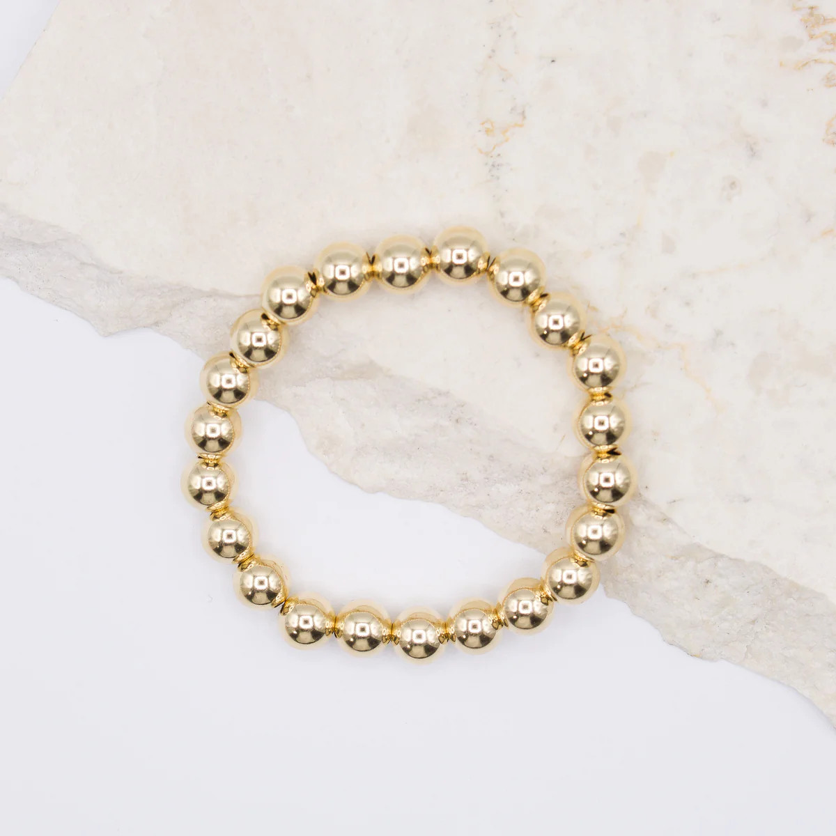 8mm 14kt Yellow Gold Filled Smooth Beaded Bracelet | Sparkl