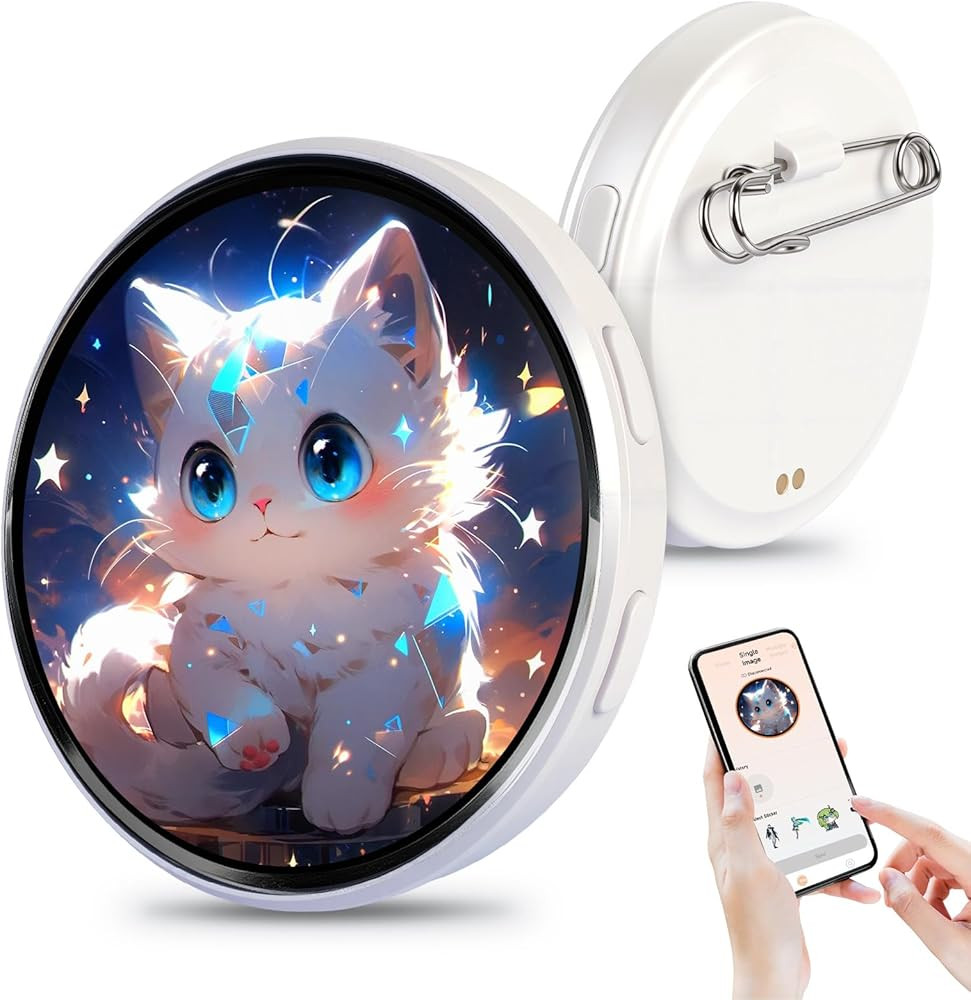 Digital Badge Pin with Anime Themed Pixel Screen - Smart E-Badge for Backpacks Cool Button Displa... | Amazon (US)