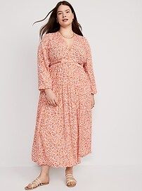 Waist-Defined Crepe Side-Cutout Maxi Dress for Women | Old Navy (US)