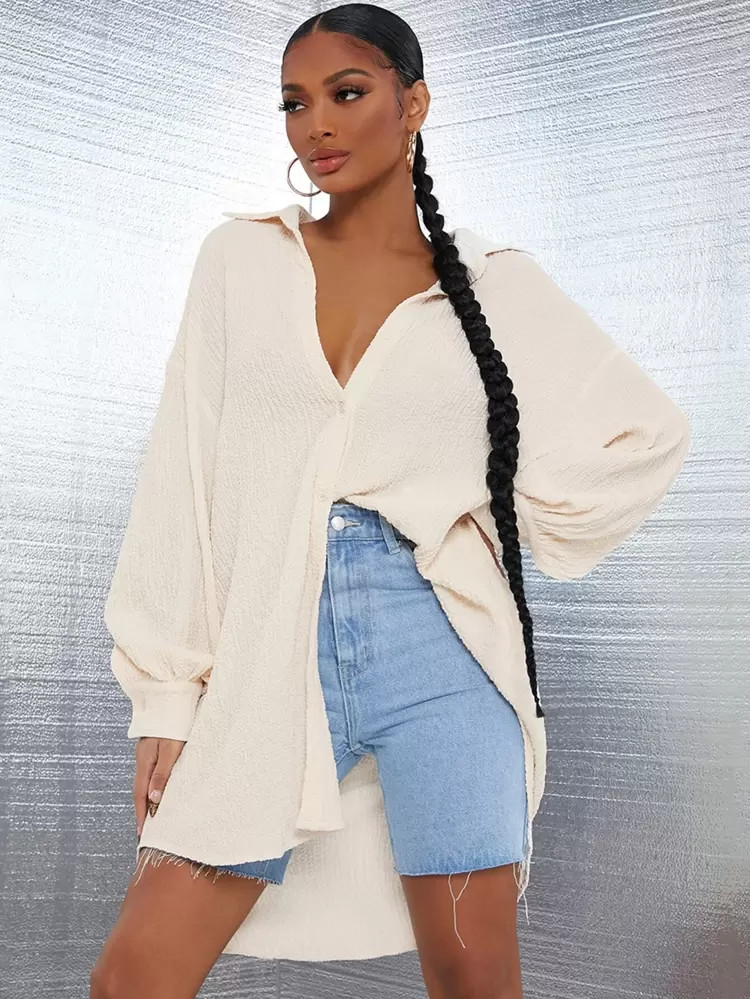 SHEIN SXY Single Breasted Drop Shoulder Blouse | SHEIN