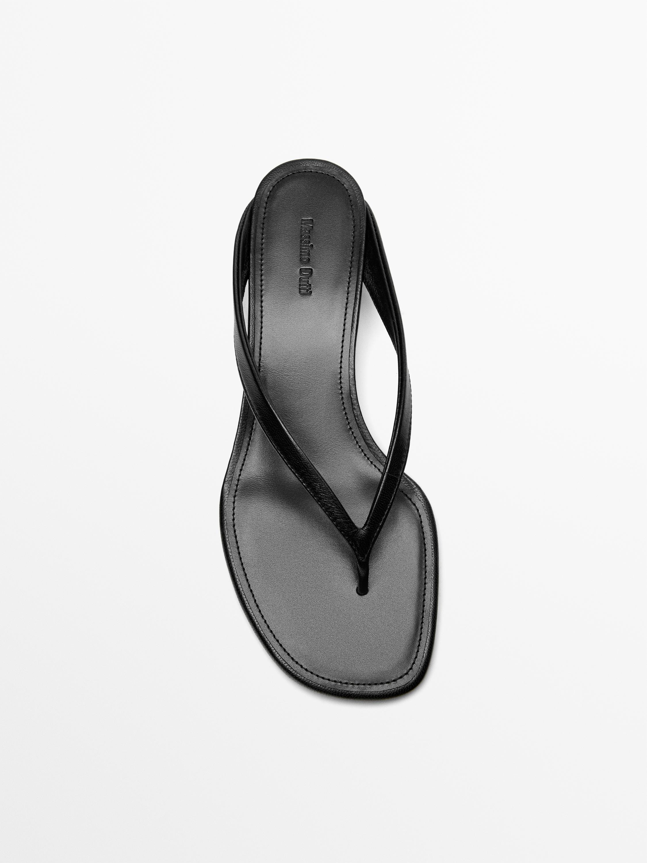 Mid-heel sandals with toe divider | Massimo Dutti UK