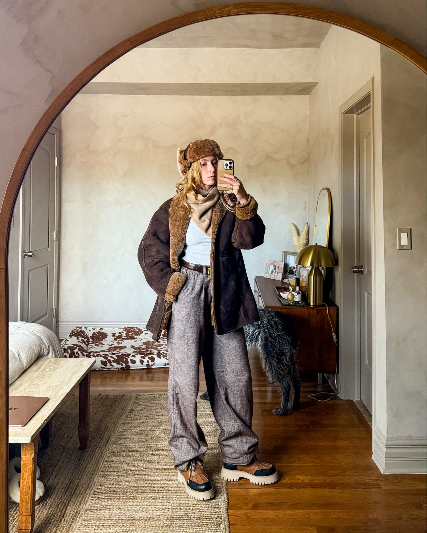 Jacket and belt are second hand. Shoes are Panjar  