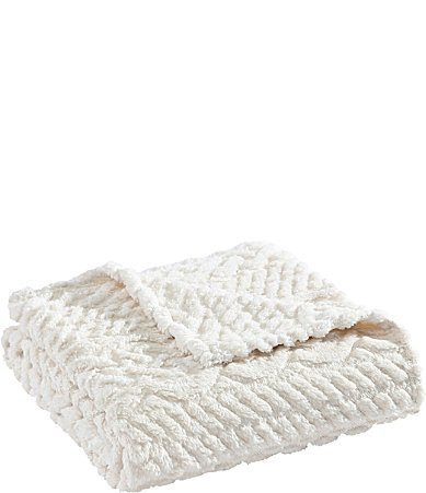 Nautica Declan Sherpa Cable Knit Cozy Throw Blanket - Beige | Dillard's