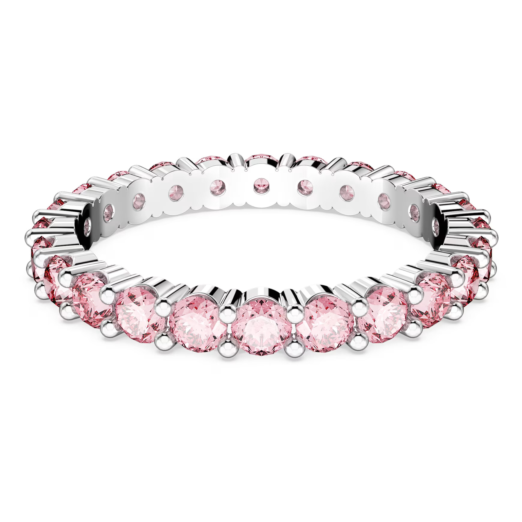 Matrix ring, Round cut, Pink, Rhodium plated by SWAROVSKI | SWAROVSKI