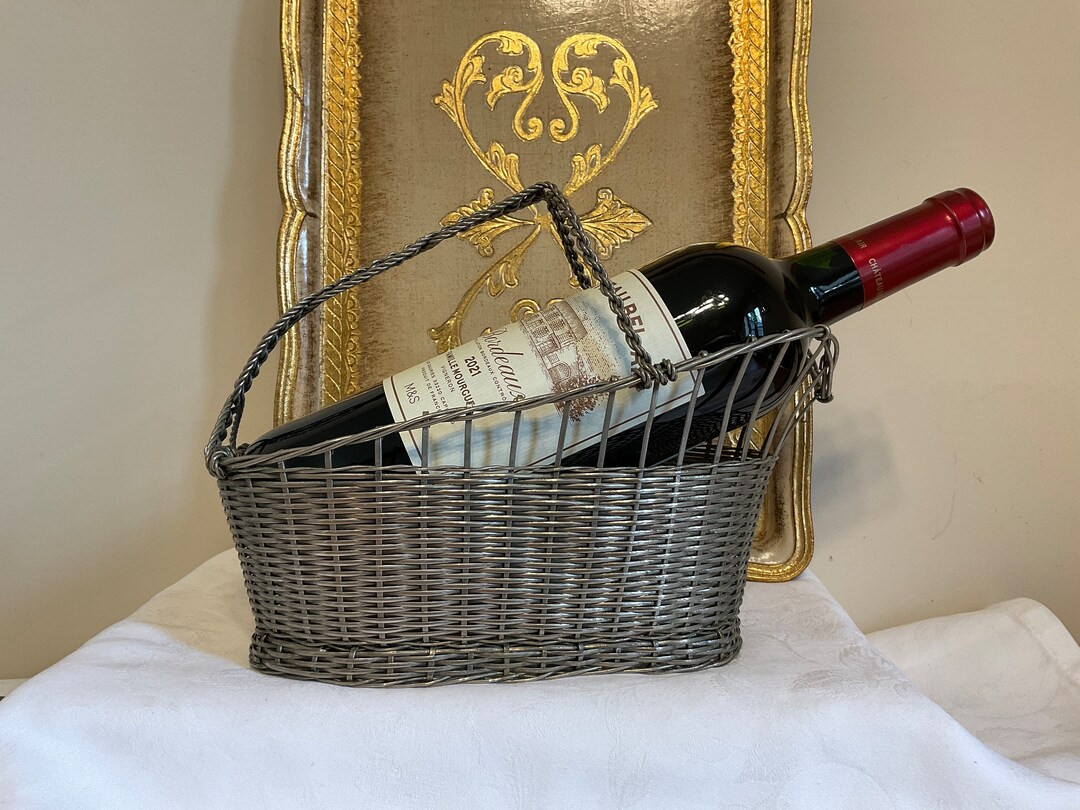 Vintage French Silver Wine Caddy, Silver Wine Breathing Basket, French Silver Wine Basket, Silver... | Etsy (US)