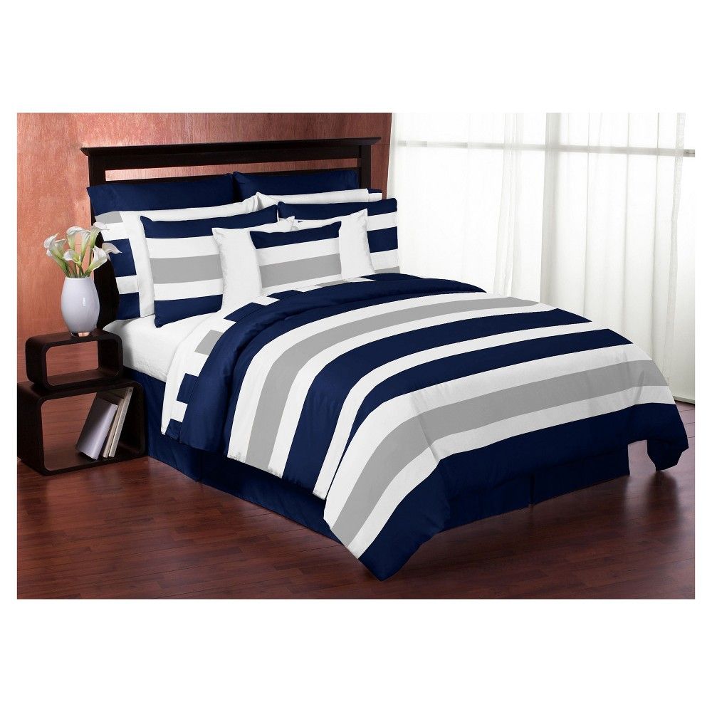 Navy and Gray Stripe Bedding Set (Twin) - 4pc - Sweet Jojo Designs | Target