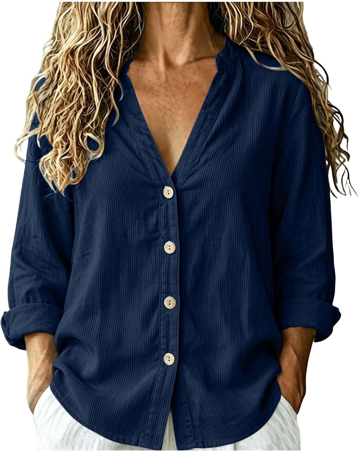 Corduroy Shirt for Women Casual Button Down Long Sleeve Shirt Top | Amazon (US)