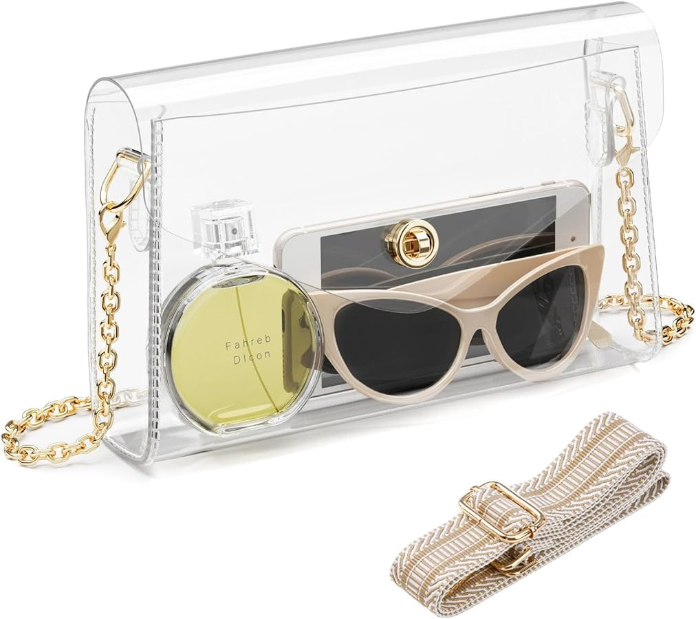 Clear Purse for Women, Clear Bag for Stadium Events, Crossbody Bag Stadium Approved for Sports Co... | Amazon (US)