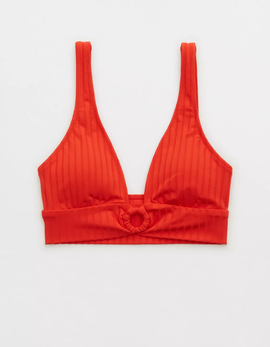 Aerie Wide Rib Longline Plunge Ring Bikini Top | Aerie