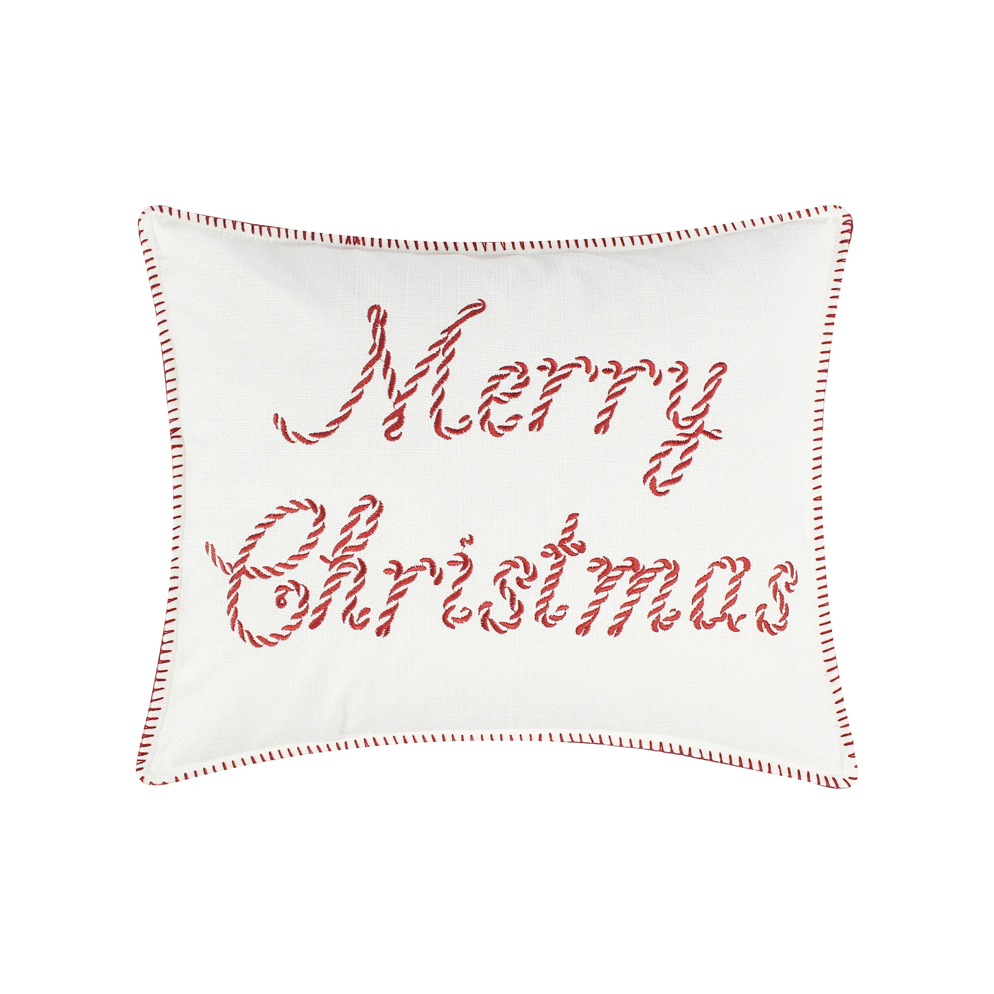 Peppermint Plaid Merry Christmas Pillow - 14x18 | Levtex Home