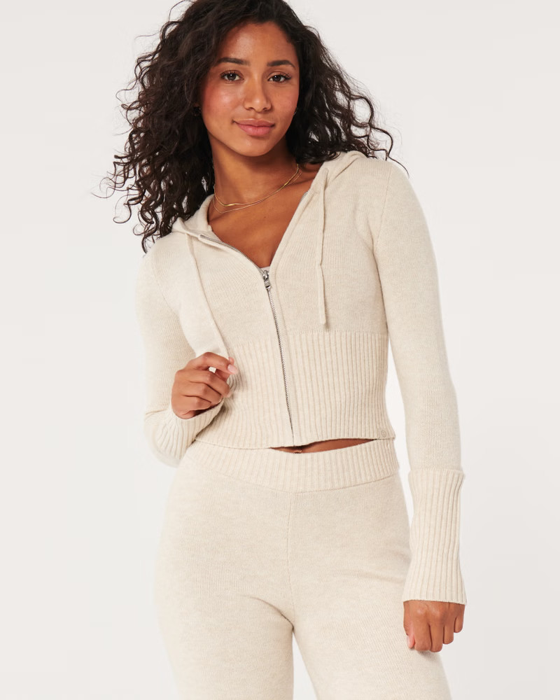 Gilly Hicks Slim Sweater-Knit Zip-Up Hoodie | Hollister (UK)