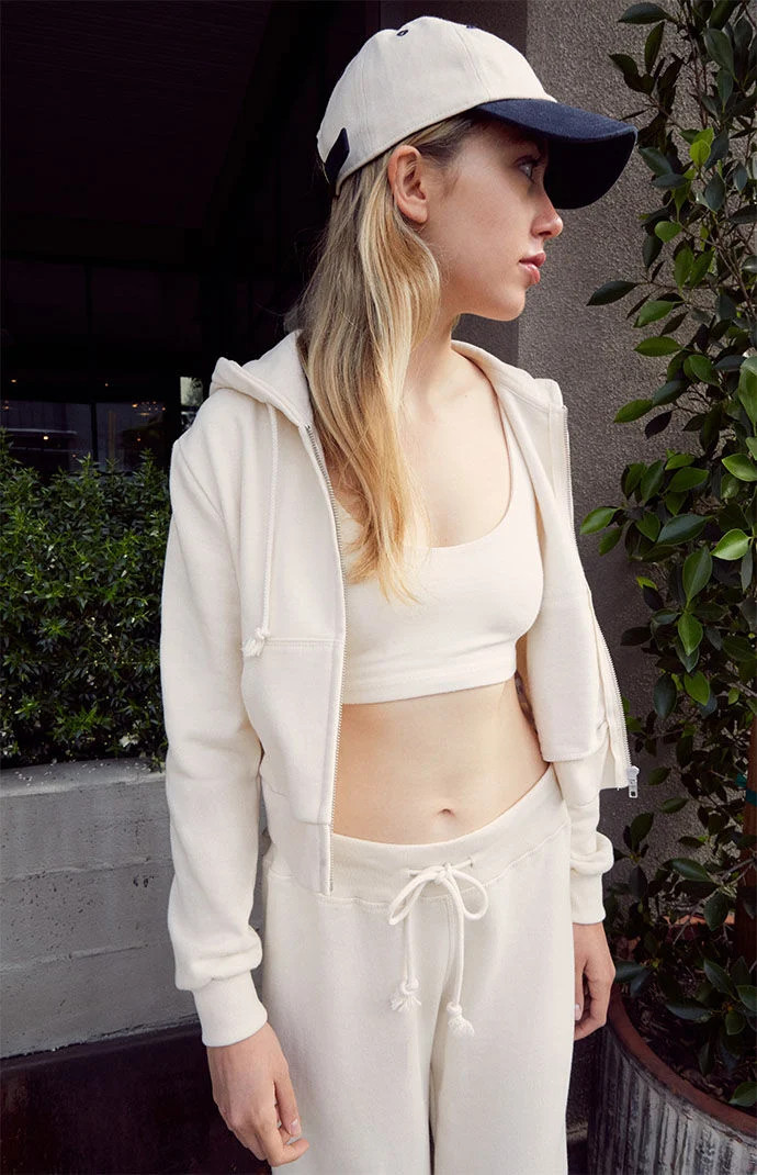 John Galt Women's Off White Full Zip Hoodie | PacSun