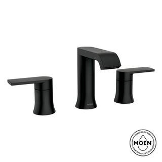 MOEN Genta 8 in. Widespread Double Handle Bathroom Faucet with Drain Kit Included in Matte Black ... | The Home Depot