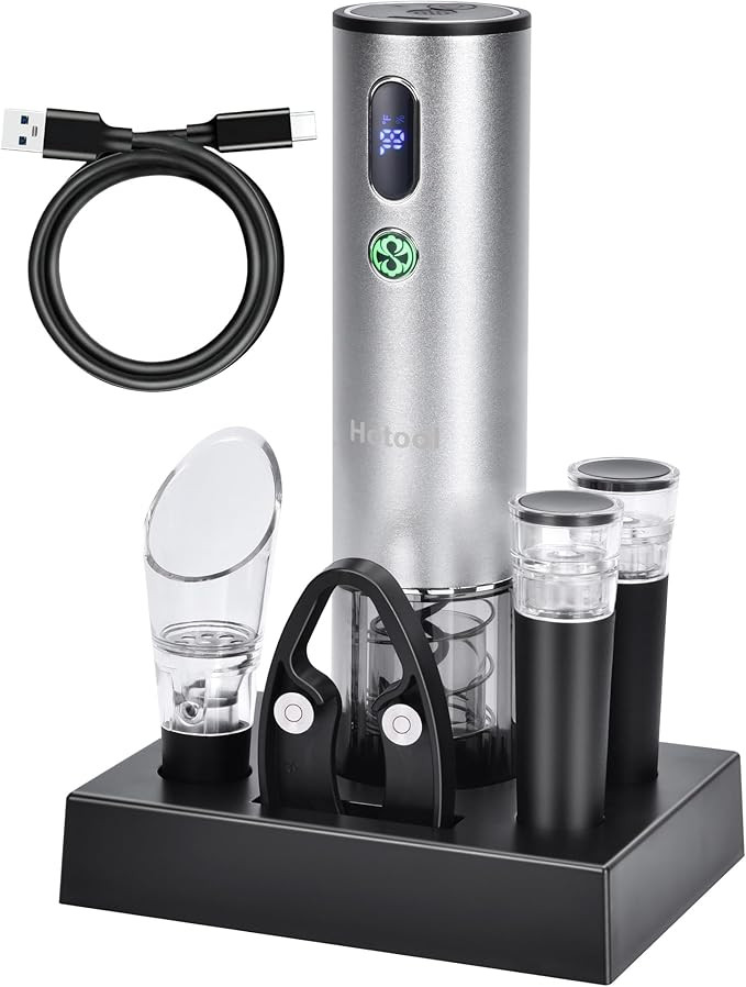 Electric Wine Opener with Wine Accessories -Rechargeable Wine Bottle Opener Set with Base, Wine A... | Amazon (US)