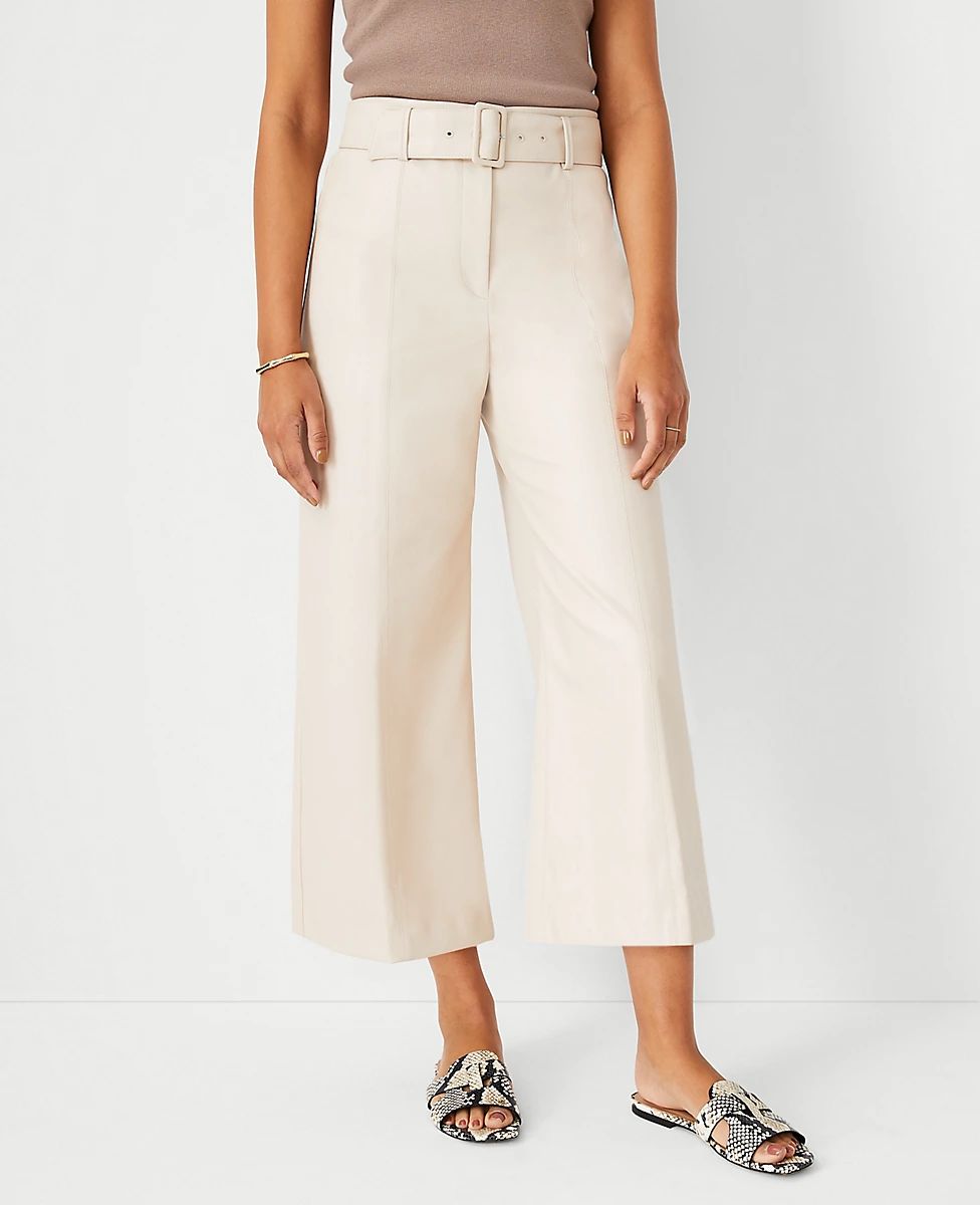 The Faux Leather Belted Culotte Pant | Ann Taylor (US)
