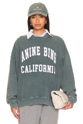 ANINE BING Miles Sweatshirt in Washed Dark Sage from Revolve.com | Revolve Clothing (Global)