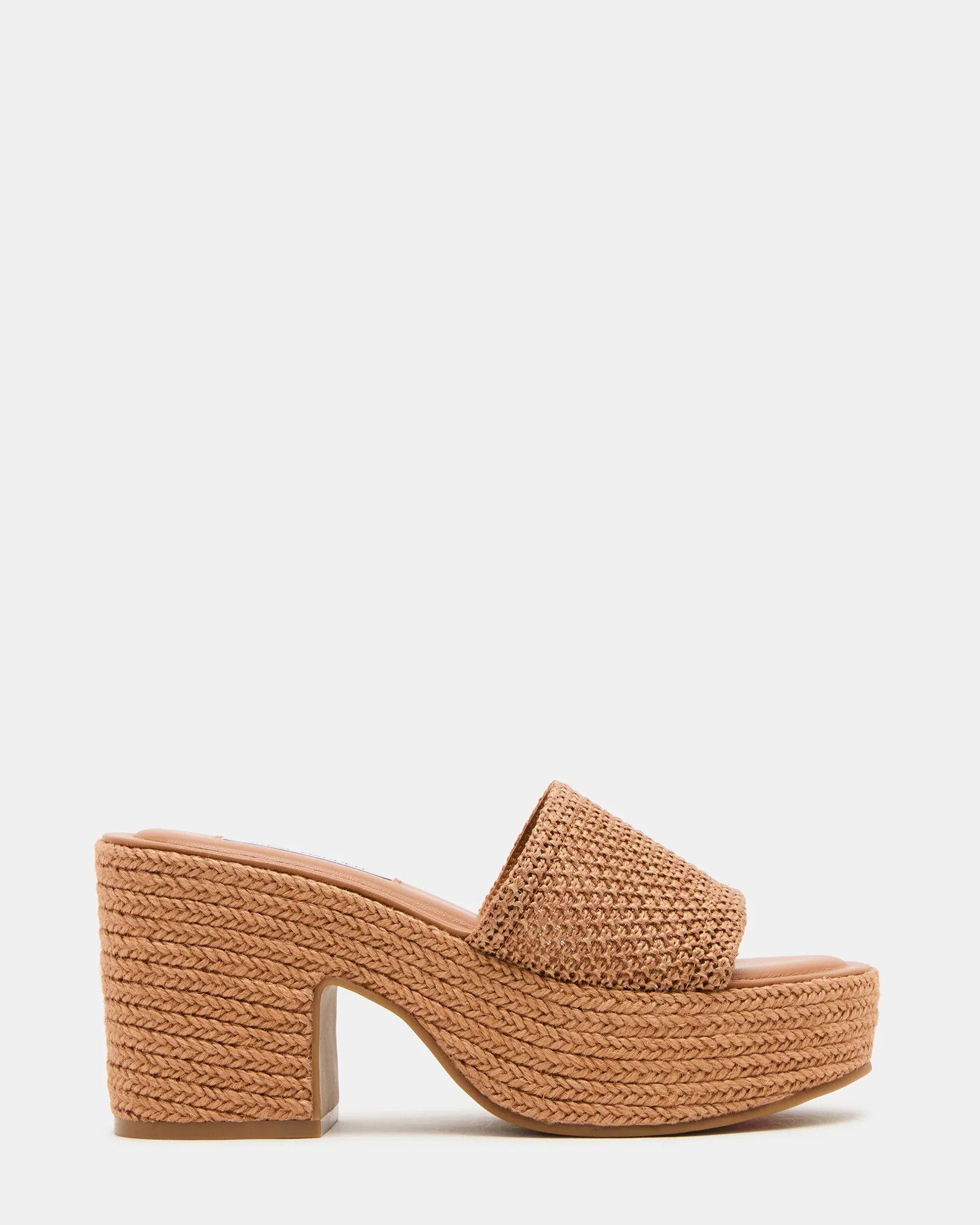 TRIPPY Cognac Raffia Platform Mule Women's Sandal | Steve Madden (US)