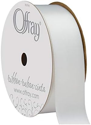 Berwick Offray 061176 7/8" Wide Single Face Satin Ribbon, White, 6 Yds | Amazon (US)