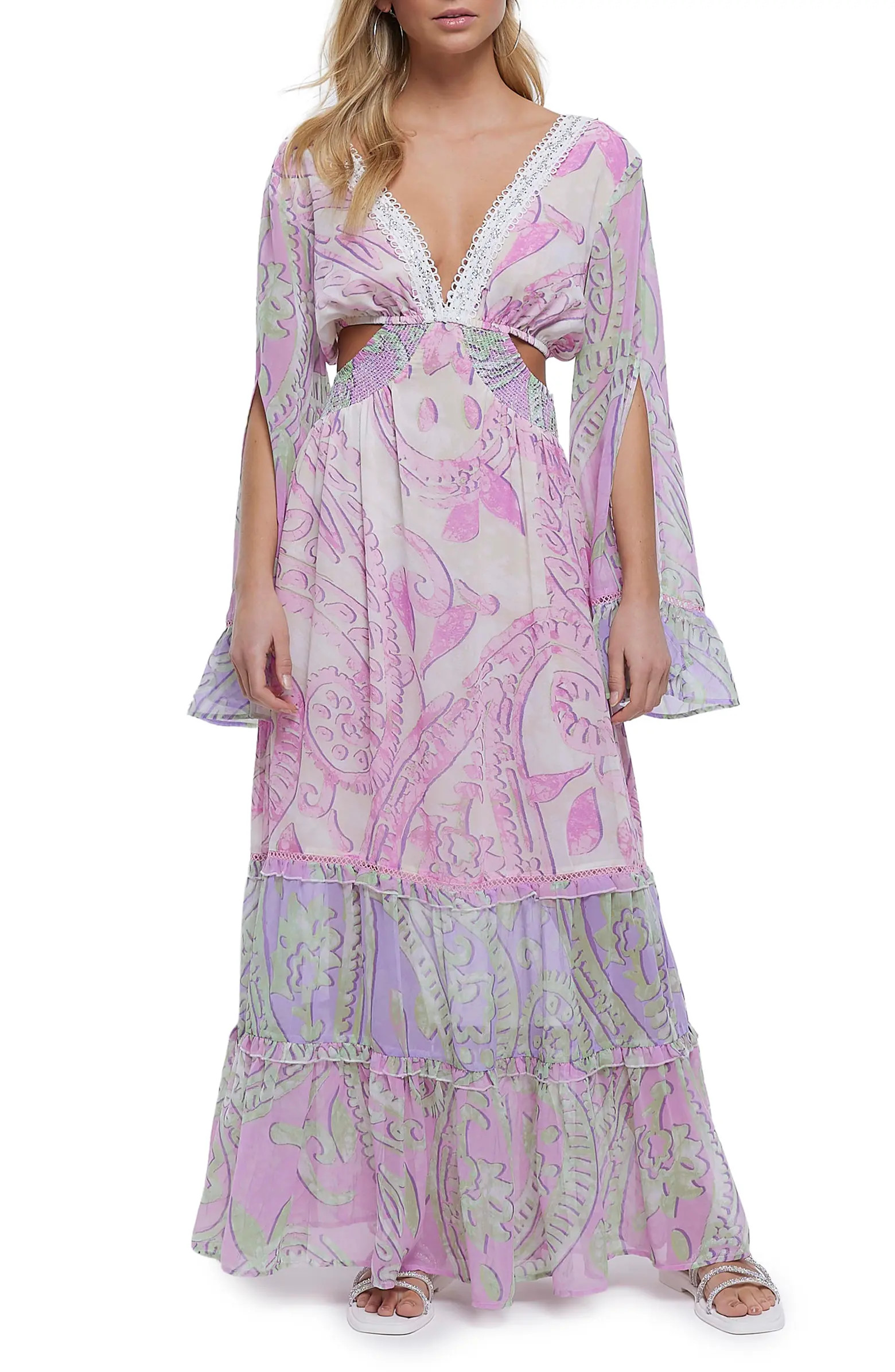 Cutout Long Sleeve Cover-Up Dress | Nordstrom