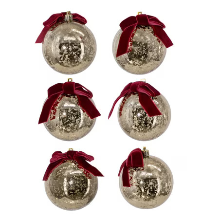 6-Count Gold Mercury-Style Shatterproof Christmas Ornaments, 3" | Walmart (US)