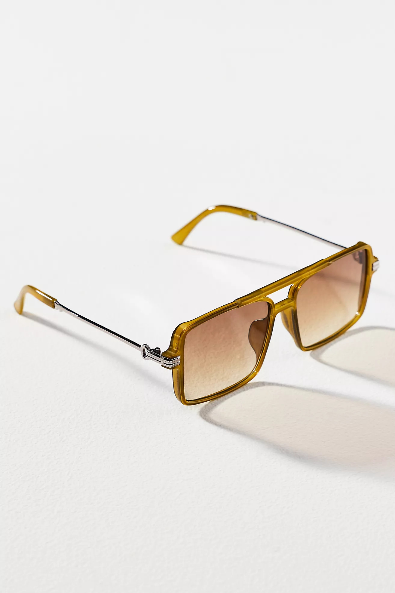 Anglo Oversized Yellow Aviator Sunglasses | Anthropologie (US)