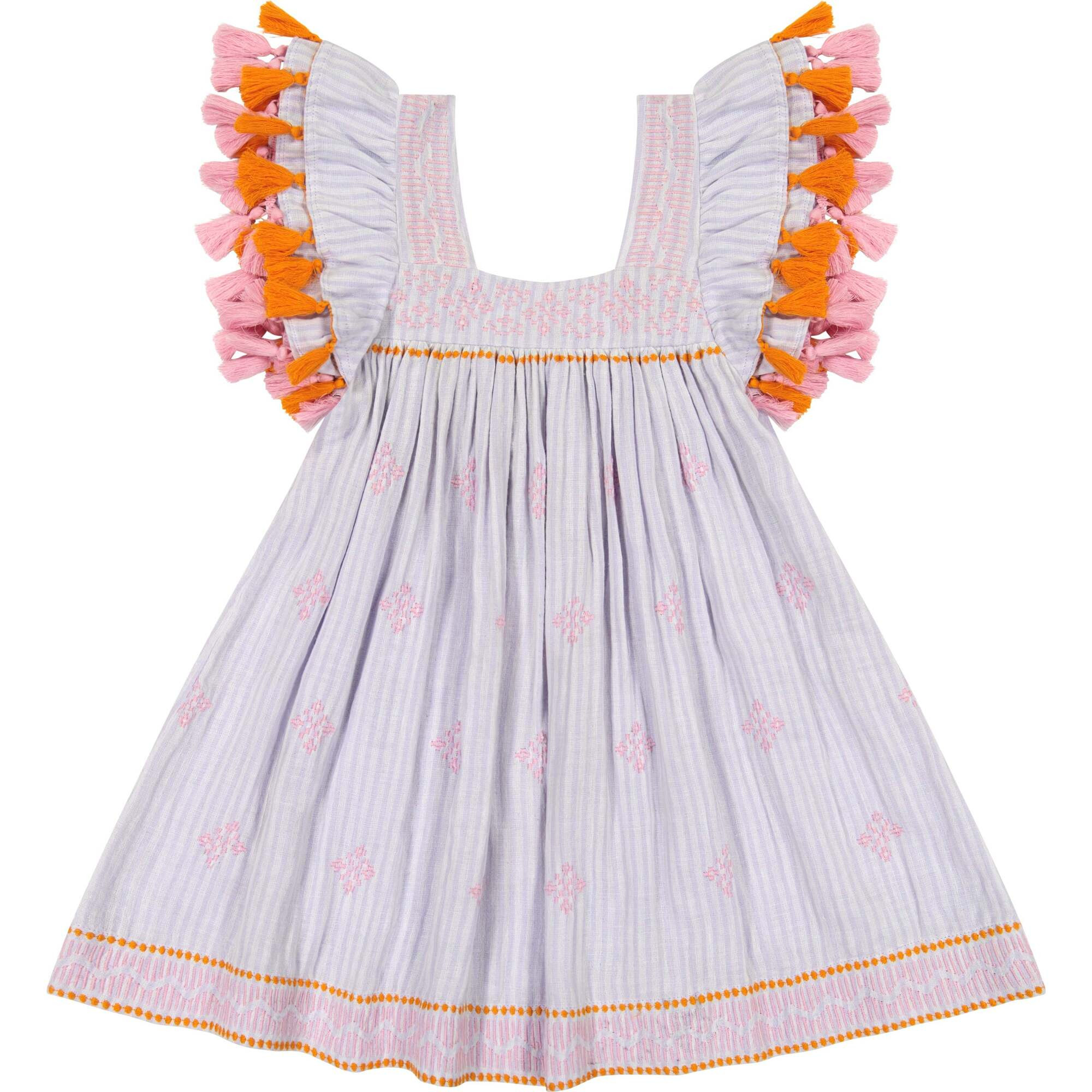 Serena Tassel Dress, Lavendar Stripe | Maisonette