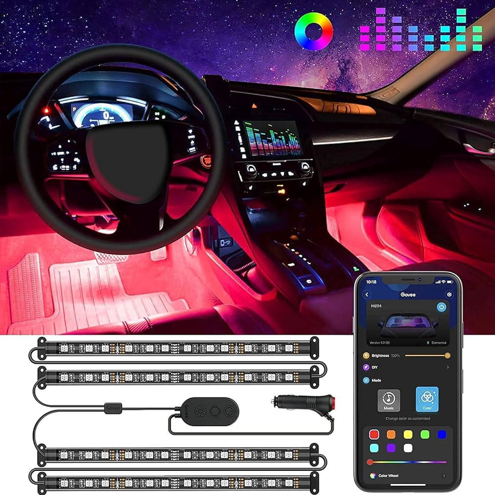 Govee Car LED Lights, Smart Interior Lights with App Control, RGB Inside Car Lights with DIY Mode... | Amazon (US)