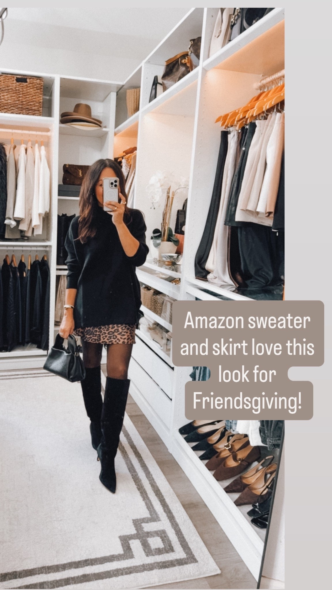 Amazon skirt and relaxed fit sweater ⭐️ 
Love this look for Thanksgiving/Friendsgiving, hosting! 
All true to size I’m wearing a small in the sweater and skirt 

#LTKFindsUnder50 #LTKOver40