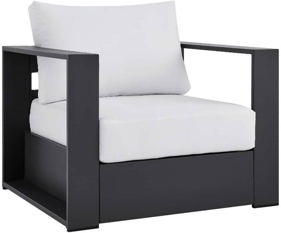 Modway Tahoe Outdoor Patio Powder-Coated Aluminum Armchair, Gray White | Amazon (US)