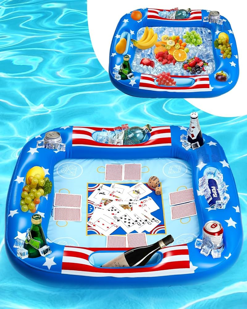 Floating Pool Games Table - Inflatable Board Games Table with Waterproof Playing Cards Pool Acces... | Amazon (US)