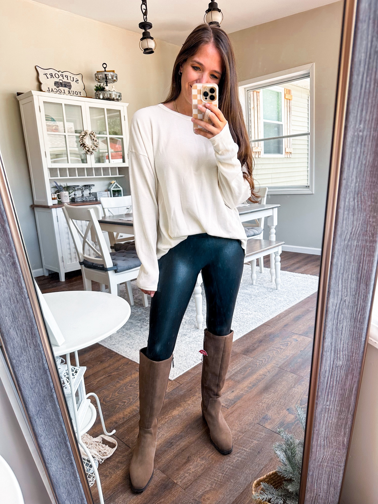 Nsale still in stock! 
Long sleeve small 
Leggings small petite 
Boots tts 

#LTKStyleTip #LTKSaleAlert #LTKxNSale