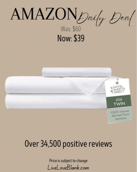 Love these sheets!! We have on every bed in our house - stocking up!
Amazon daily deals
#ltkhome
Prices subject to change
Commissionable link

#LTKSaleAlert #LTKFindsUnder50 #LTKFamily