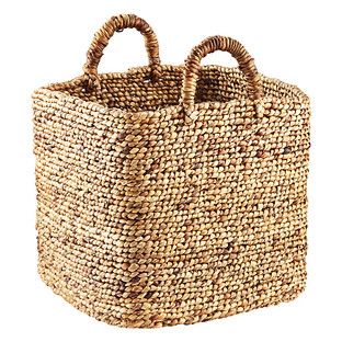 Braided Water Hyacinth Storage Cube with Handles | The Container Store