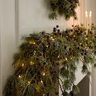 Pre-Lit Faux Pine and Frosted Red Berry Garland | West Elm (US)