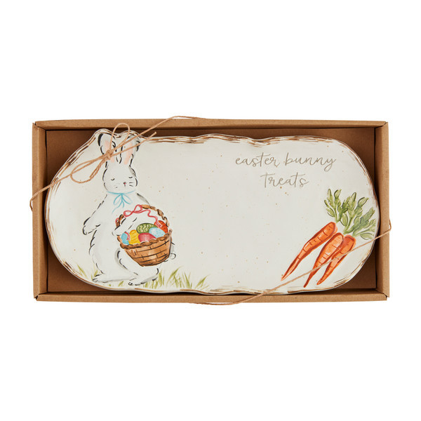Mud Pie Easter Bunny Treats Plate in White | Stoneware | Mud Pie
