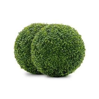 11 in. Artificial Boxwood Indoor/Outdoor Foliage Balls (2-Pack) | The Home Depot