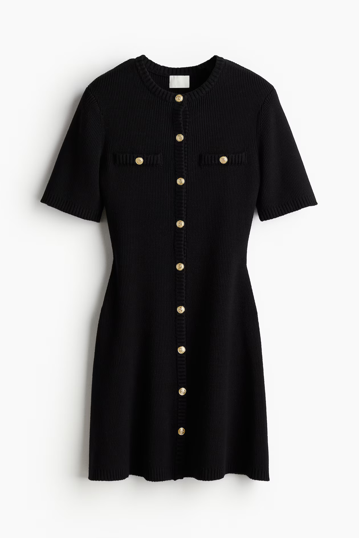 Rib-knit button-front dress | H&M (UK, MY, IN, SG, PH, TW, HK)
