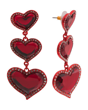 Pave Heart Drop Earrings | TJ Maxx