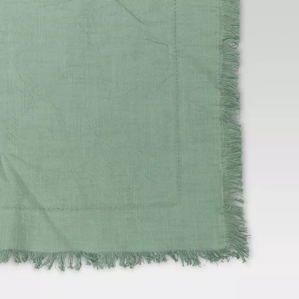 50" Cotton Leno Border Table Throw Green - Threshold™ | Target