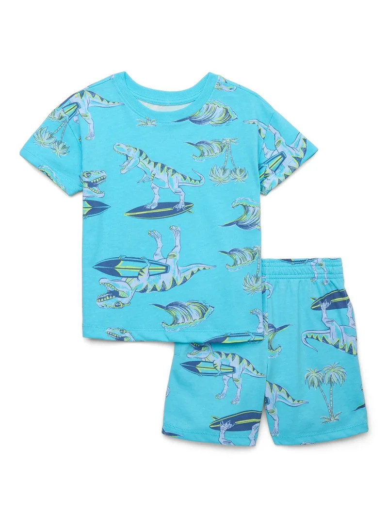 Wonder Nation Toddler Boy Printed Jersey Tee and Shorts Set, 2-Piece, Sizes 12M-5T | Walmart (US)