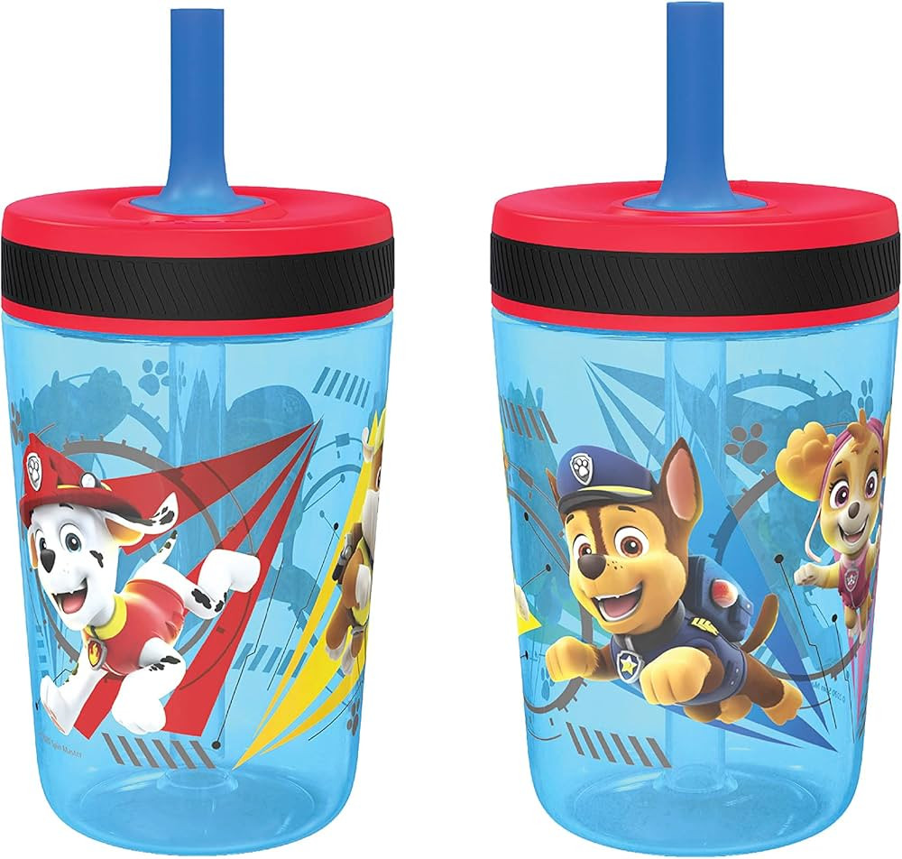 Zak Designs Paw Patrol Chase & Marshall Toddler Cups, 15oz, Leak-Proof with Straw | Amazon (US)