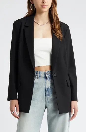 Open Edit Relaxed Fit Blazer in Black at Nordstrom Rack, Size Small | Nordstrom Rack