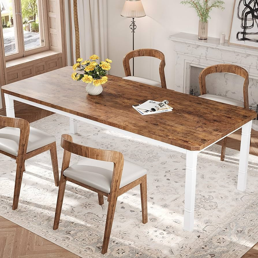IDEALHOUSE 79" Dining Table for 6-8 People, Modern Rectangular Kitchen Table with Sturdy Metal Le... | Amazon (US)