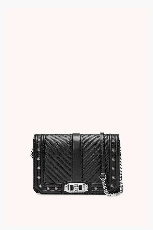 Chevron Quilted Small Love Crossbody With Studs | Rebecca Minkoff US
