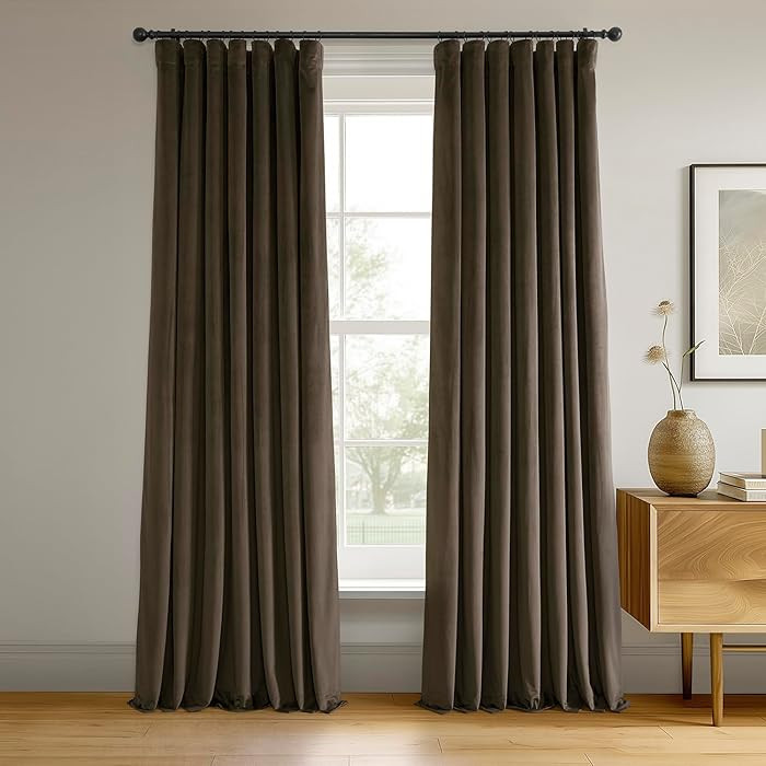 HPD Half Price Drapes Signature Velvet Thermal Blackout Curtains for Living Room 84 Inch Long (1 ... | Amazon (US)
